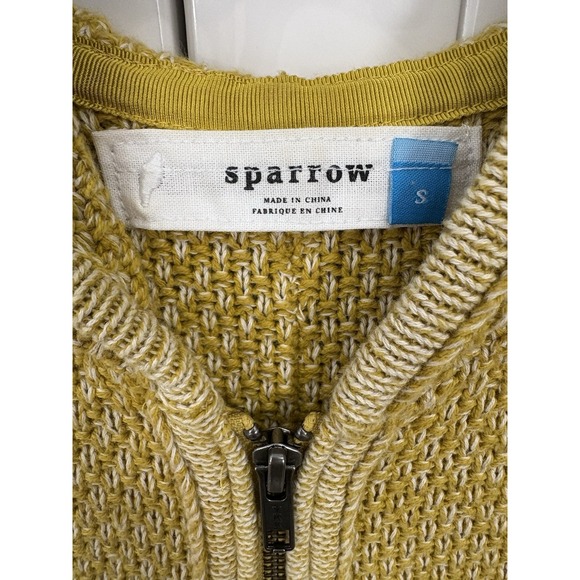 Anthropologie Sparrow Full Zip Hooded Sweater Yellow Women's Small - Picture 3 of 4